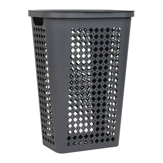 Mind Reader 50L Tapered Laundry Hamper with Swiss Cross Cut-Outs